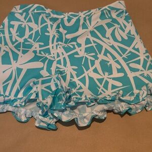 Lilly Pulitzer Turquoise and White Patterned Skirt
